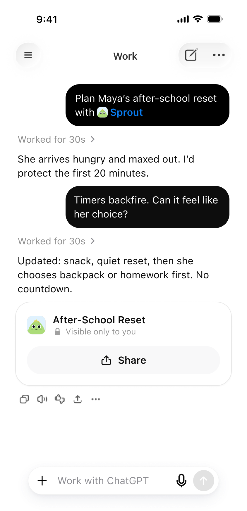 ChatGPT conversation: after-school routine