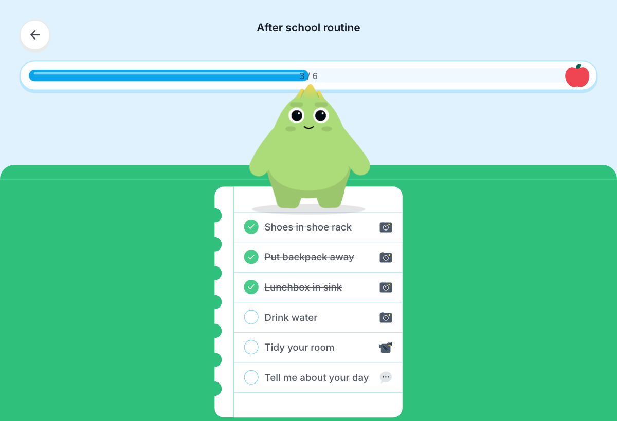 Sprout after-school routine screen